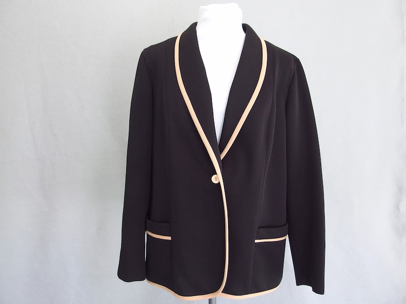 Black Knit Jacket Fits Size 14 Vintage 1980/'s Unlined Jacket
