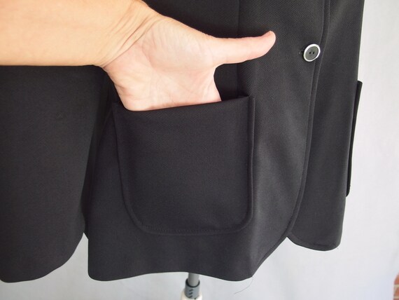 Basic Black Jacket, Vintage Polyester Knit Blazer… - image 5