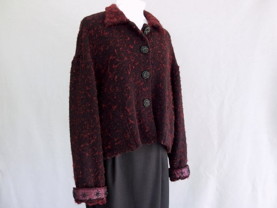 Red and Black Swing Jacket, Vintage 1980s Drop Sh… - image 1