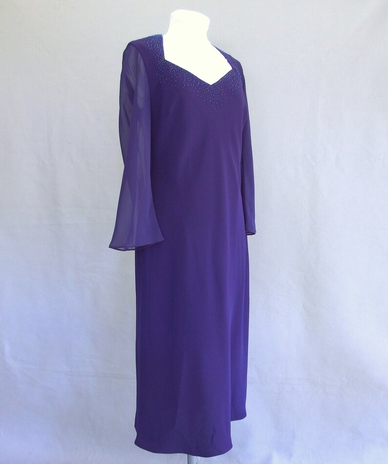 Purple Party Dress, Beaded Cocktail Party Dress by Evan Picone, Fits Size 8, Small image 4