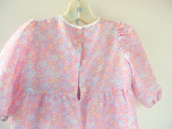 Pink Floral Rompers Girls with White Lace Yoke, V… - image 4