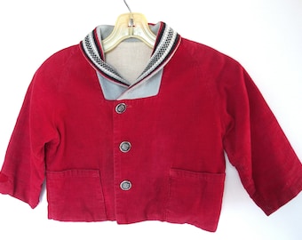 Vintage 1960's Toddler Jacket, Boy's Red Corduroy Jacket from Stoneswear, Size 3T