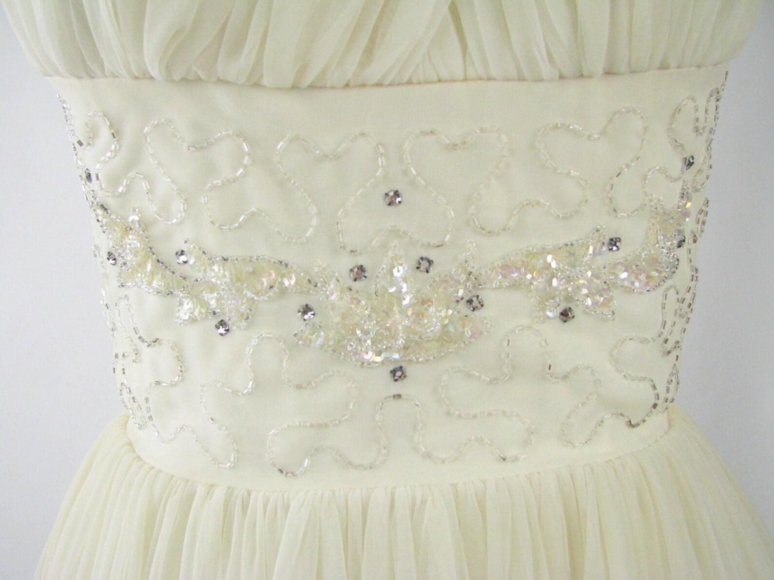 Grecian Ivory Formal Dress with Hand Painted Flower SA55810