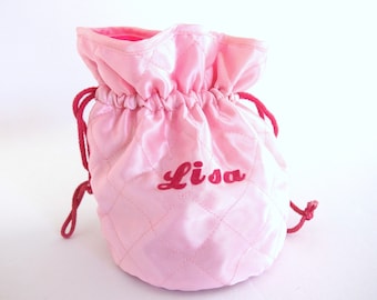 Vintage Pink Quilted Bag Accessory for Girl by Lillian Vernon, Personalized Lisa