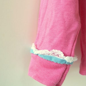 Vintage 1990's Pink Turtleneck, Girl's Appliqued Long Sleeved Knit Shirt from Health Tex, Size 6 image 3