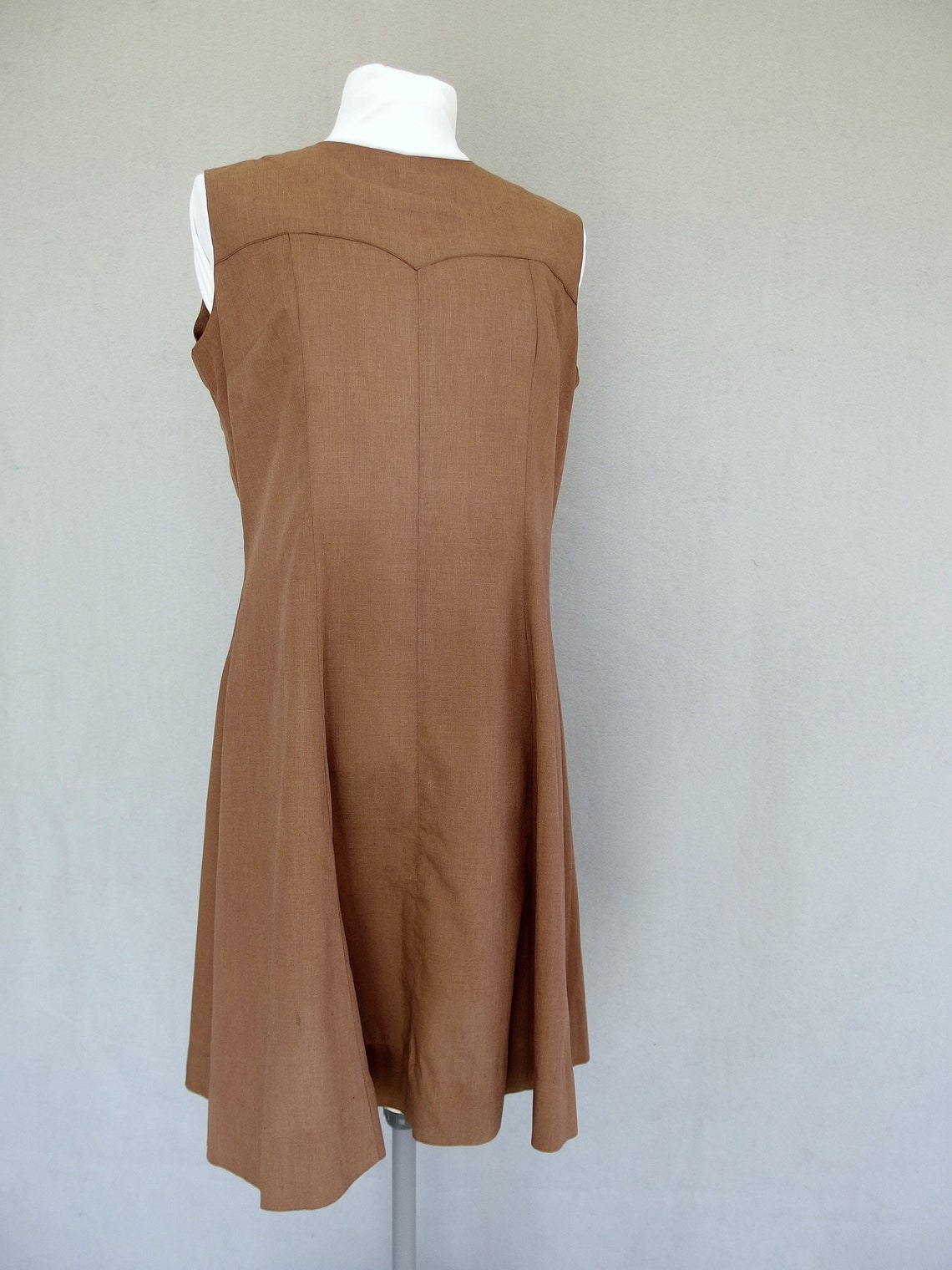 Sleeveless Brown Dress Vintage 1970's Sheath Modern Size | Etsy