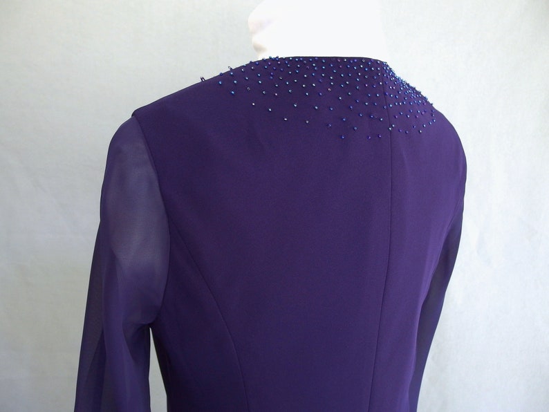 Purple Party Dress, Beaded Cocktail Party Dress by Evan Picone, Fits Size 8, Small image 7