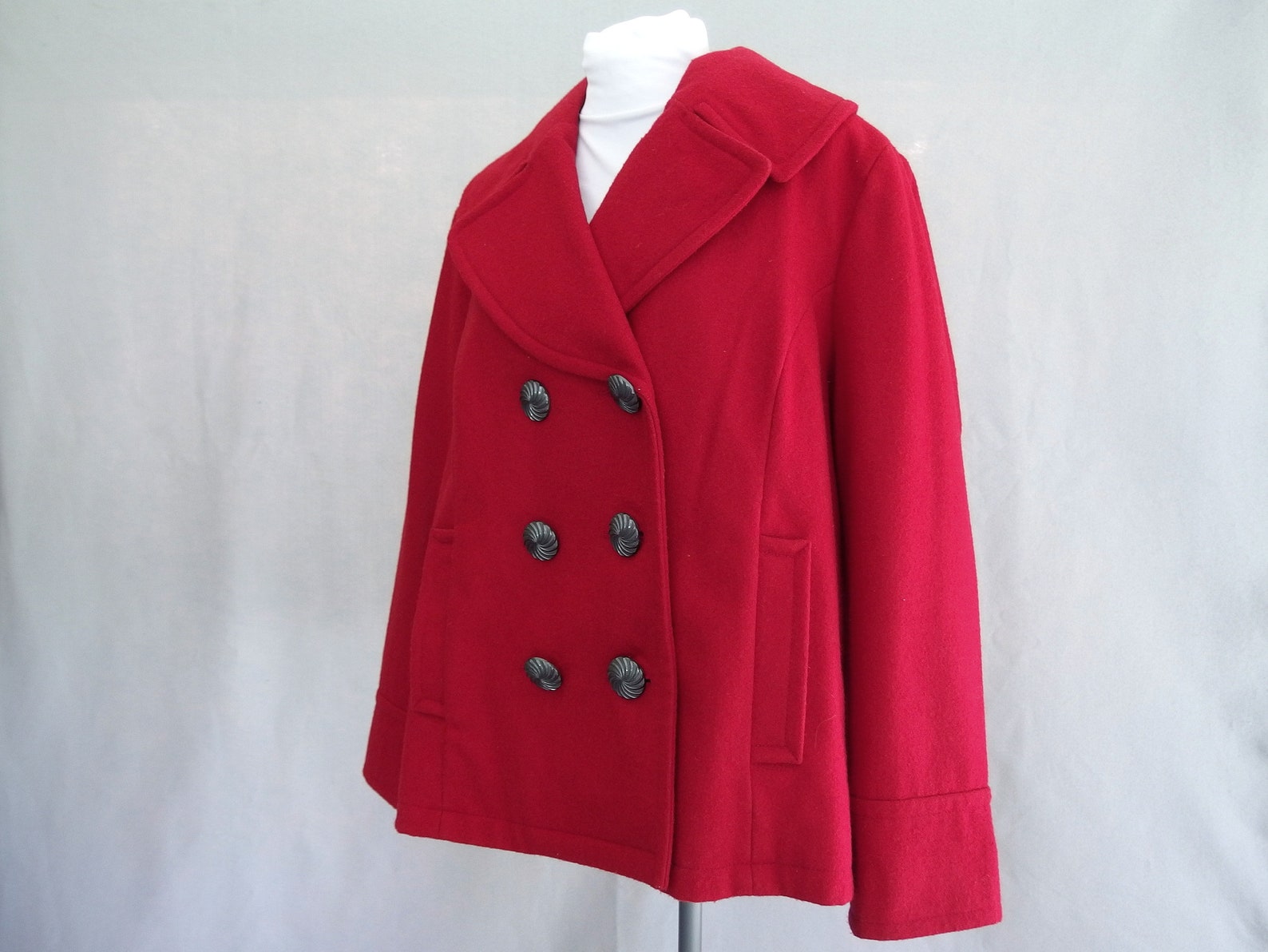 Red Swing Coat Vintage Short Wool Jacket Fits Size 16 Large Etsy