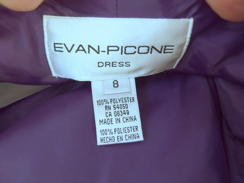 Purple Party Dress, Beaded Cocktail Party Dress by Evan Picone, Fits Size 8, Small image 9