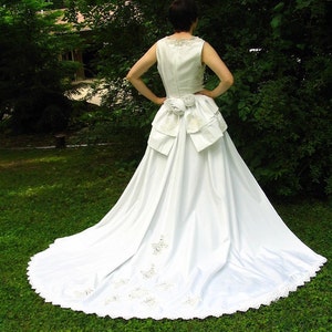 Eco Wedding Dress with Detachable Train, Upcycled Refashioned Bridal Gown, Fits Size 6, Small R62 image 1