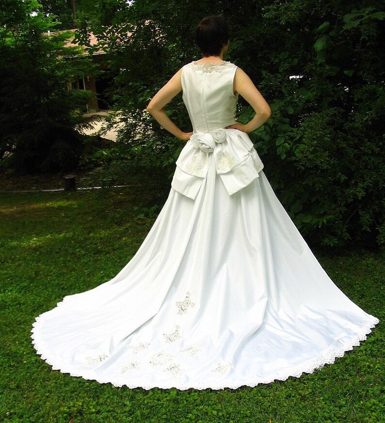 Eco Wedding Dress with Detachable Train, Upcycled Refashioned Bridal Gown, Fits Size 6, Small R62 image 1