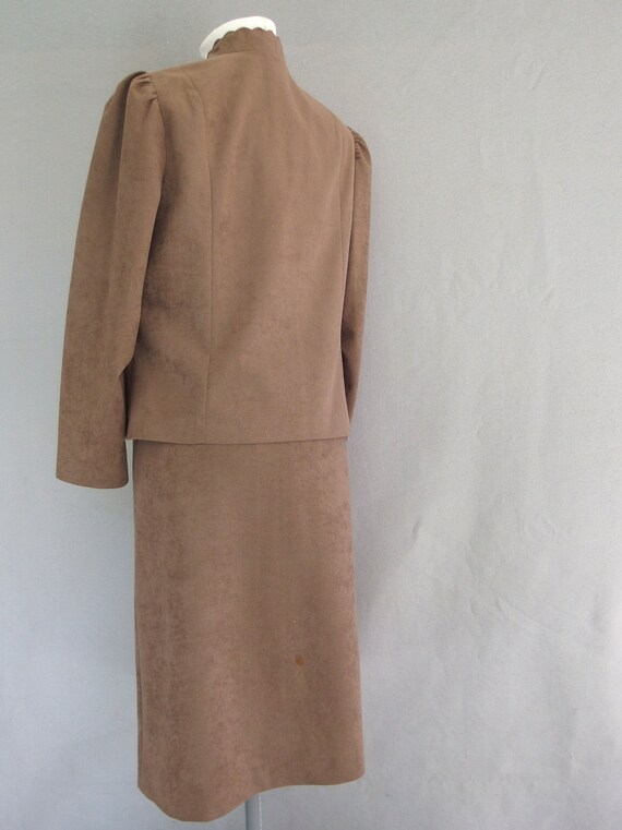 Brown Velour Suit, Vintage 1970's Jacket and Skir… - image 6