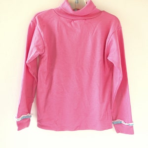 Vintage 1990's Pink Turtleneck, Girl's Appliqued Long Sleeved Knit Shirt from Health Tex, Size 6 image 4