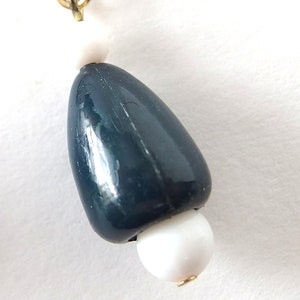 Vintage Dark Blue Gray and White Dangle Teardrop Earrings image 3