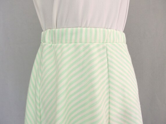 Green Striped Skirt, Vintage Pastel Chevron Skirt… - image 3