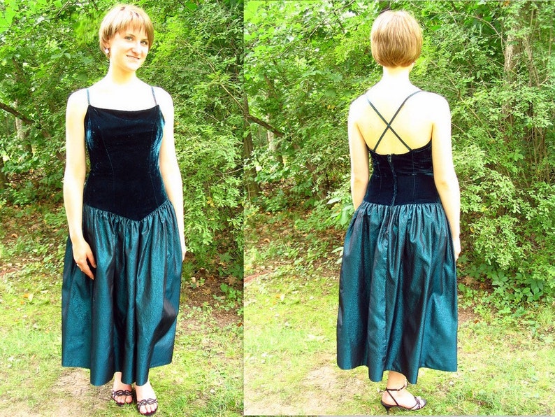 Fits Size 8 Upcycled Teal Party Prom Dress Small