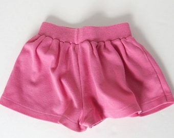 Knit Girls Shorts, Vintage 1990's Hot Pink Summer Culottes, Healthtex Size 2T