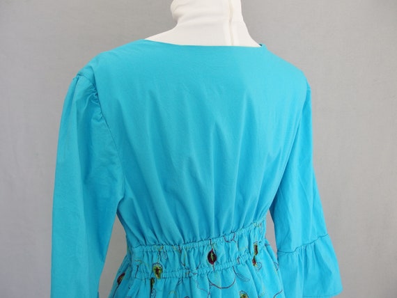 Boho Gypsy Dress, Vintage Turquoise Handmade Peas… - image 5