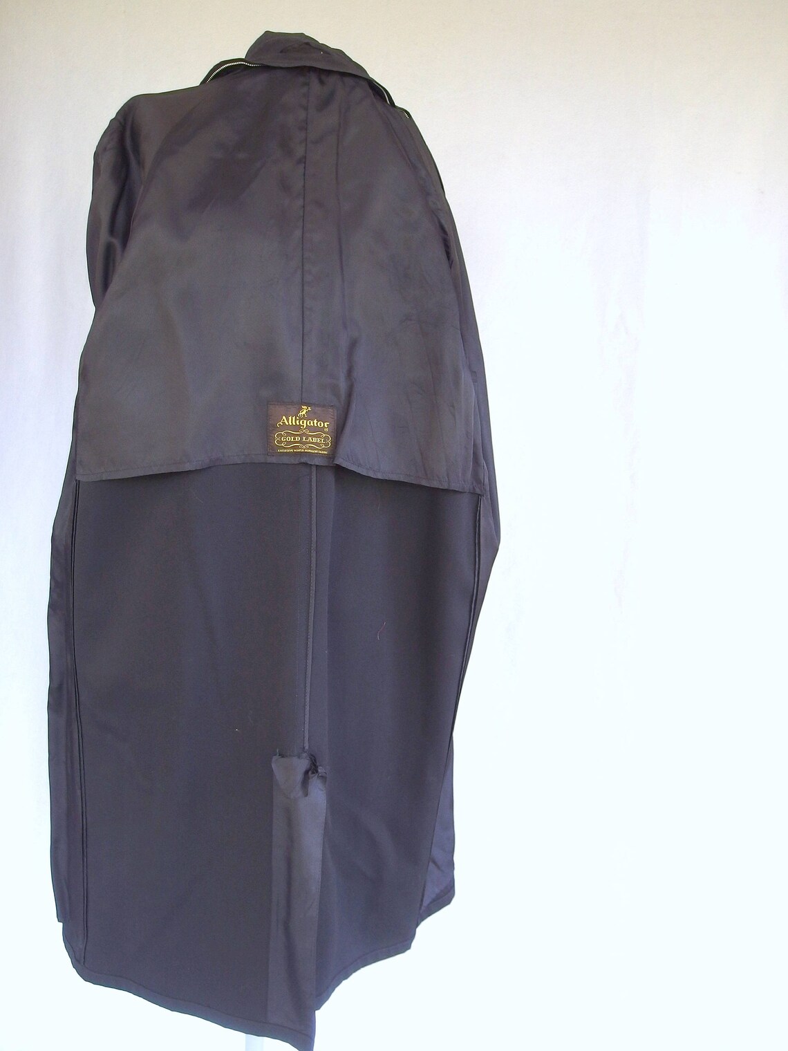 Unisex Black Raincoat Vintage Alligator Gold Label Trench Etsy