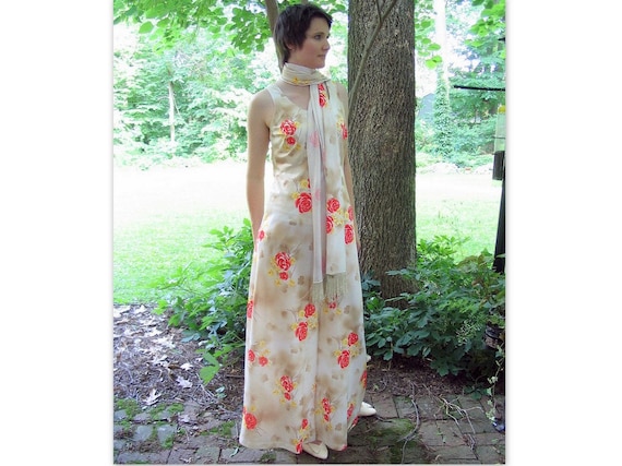 Vintage 1960s / 1970s Prom Party Dress, Mod Maxi … - image 1