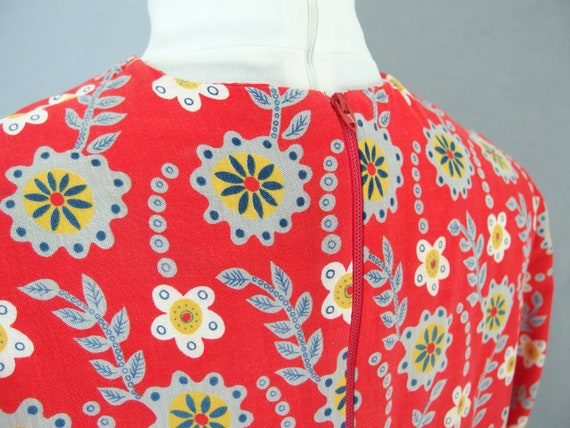 Red / Blue Blouse, Vintage 1970's Folk Inspired B… - image 5