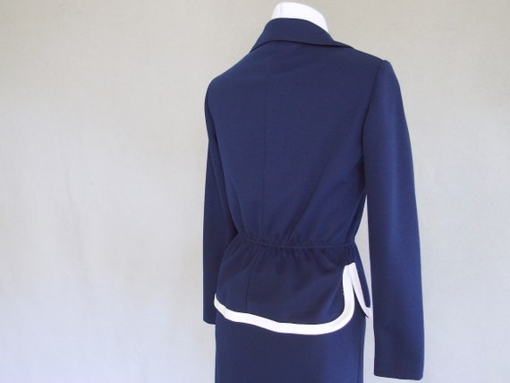 Blue Knit Suit - Vintage 1970's Knit Jacket and S… - image 8