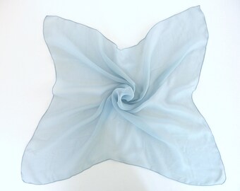 Vintage Sheer Baby Blue Scarf - Chiffon Scarf 21 x 23