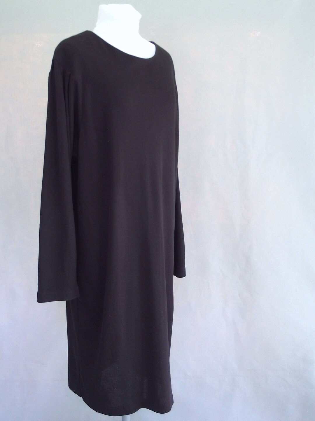 Black Knit Dress, Vintage 1980's Long Sleeve Dress, Fits Size 16, Large ...