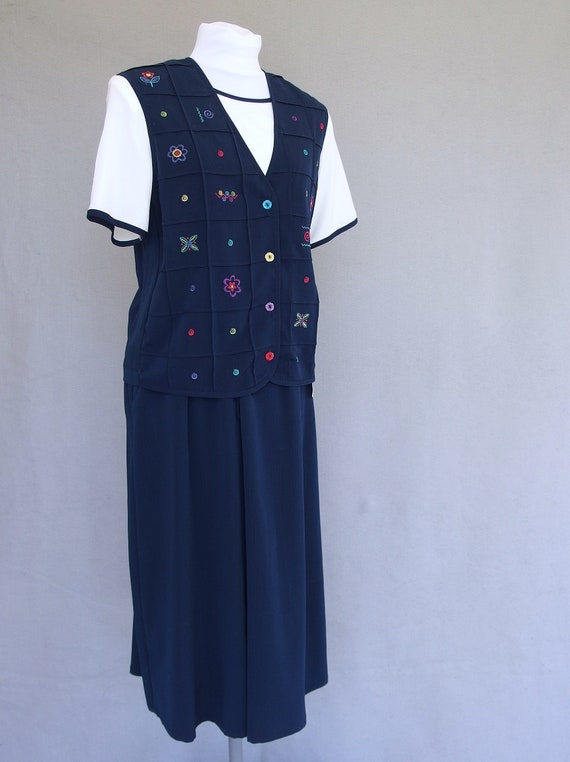 Navy Koret Outfit, Vintage Skirt and Top, NWT, Sm… - image 4