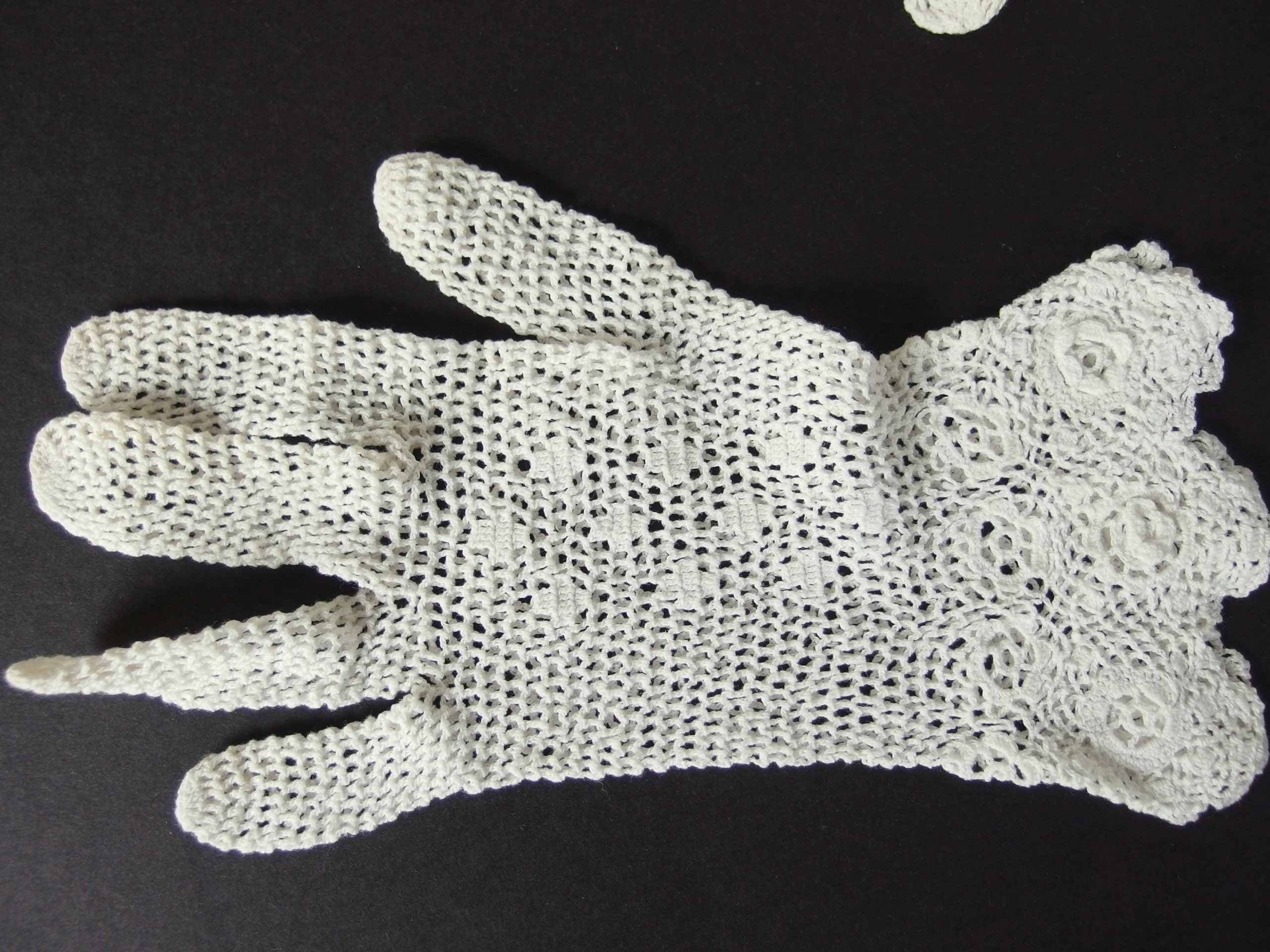 Vintage Gloves Ivory Crocheted Irish Lace Dress Gloves Size Etsy
