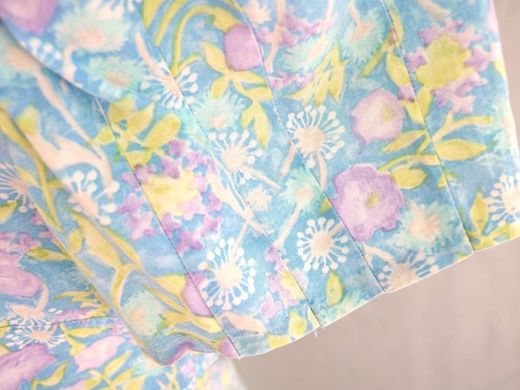 Blue Floral Blouse, Vintage 1970's Handmade Purpl… - image 5