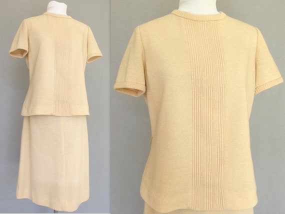 Beige Knit Skirt and Top, Vintage 1970's Leslie F… - image 2