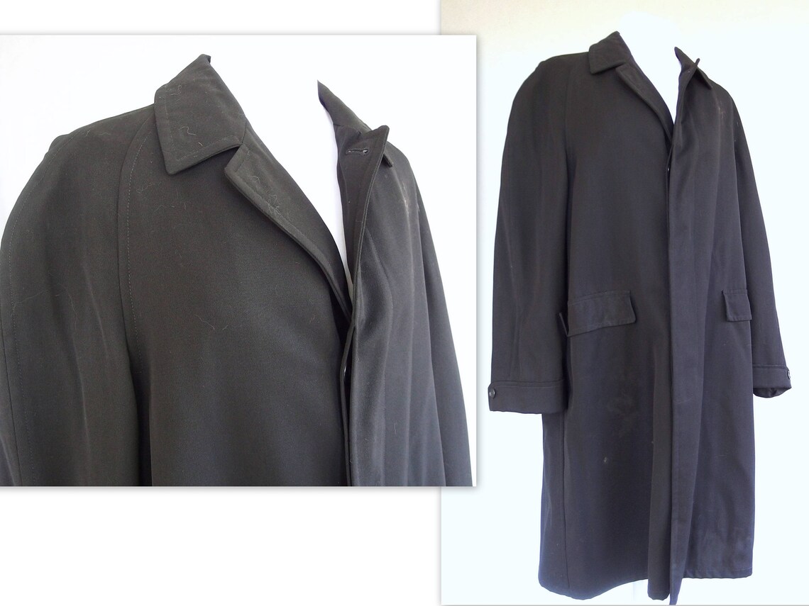 Unisex Black Raincoat Vintage Alligator Gold Label Trench Etsy