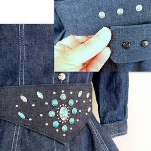 Denim Peplum Suit, Vintage 1980's Outfit with Studded Belt, Fits Size 4, Extra Small image 9