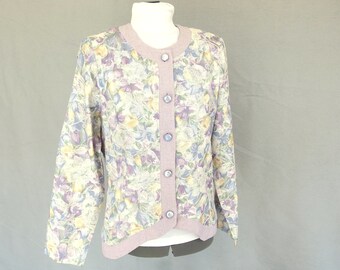 Purple Spring Jacket, Vintage 1980's Floral Shaped Jacket, Fits Size 10 to 12, Medium