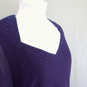 Purple Party Dress, Beaded Cocktail Party Dress by Evan Picone, Fits Size 8, Small image 3