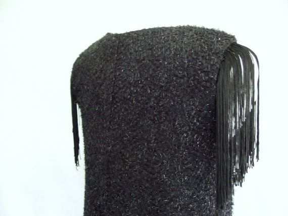 Black Fringe Dress, Vintage 1980's Flapper Style … - image 6