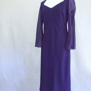 Purple Party Dress, Beaded Cocktail Party Dress by Evan Picone, Fits Size 8, Small image 2