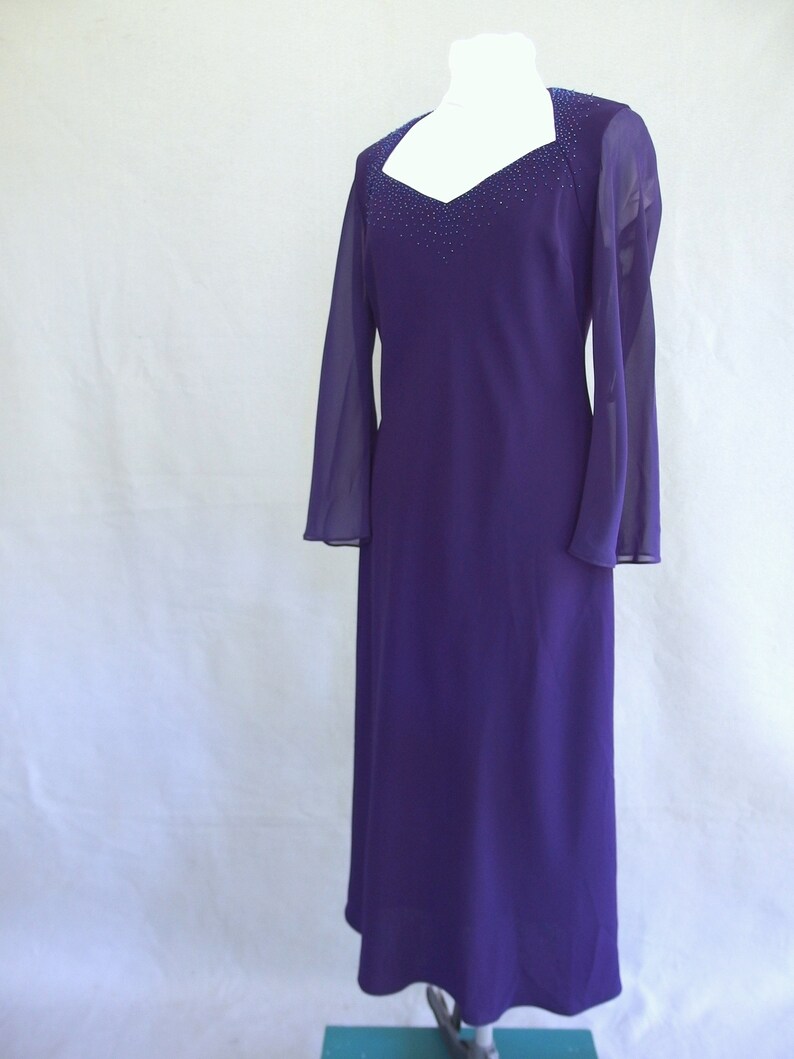 Purple Party Dress, Beaded Cocktail Party Dress by Evan Picone, Fits Size 8, Small image 2