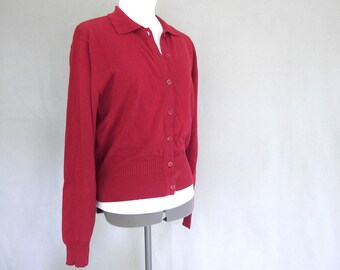 Burgundy Button Sweater, Vintage 1980's Jeanne Pierre Vest, Fits Size 10, Medium