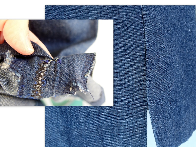 Denim Peplum Suit, Vintage 1980's Outfit with Studded Belt, Fits Size 4, Extra Small image 10