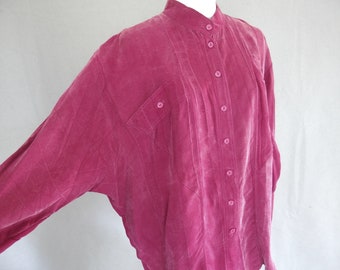 Sueded Plum Shirt, Vintage 1990's Blouse, Fits Medium, Size 12