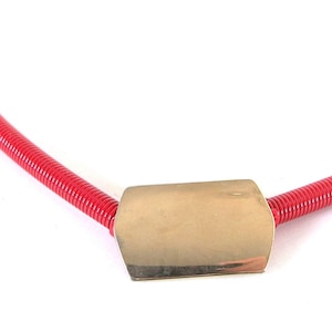Skinny Red Metal Stretch Coil Belt, Vintage 1980&#39;s, Fits Size 8, Small