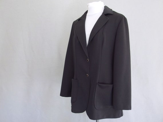 Basic Black Jacket, Vintage Polyester Knit Blazer… - image 2