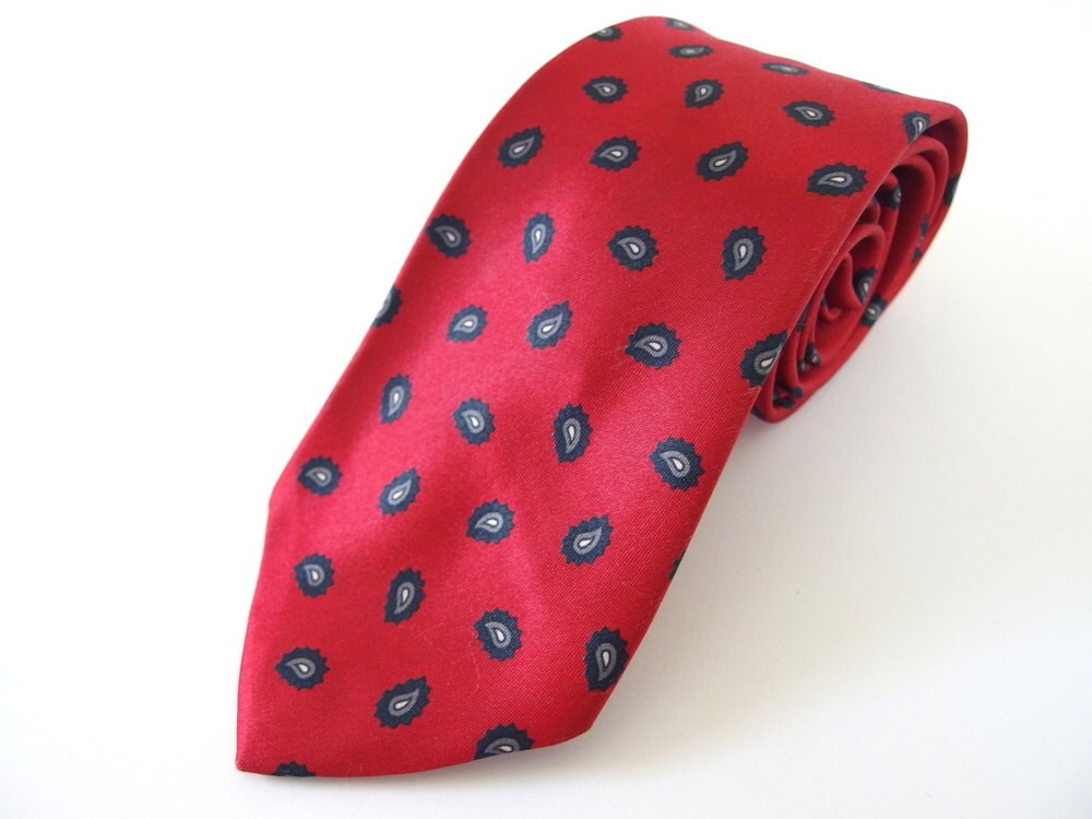 Vintage 1980's Tie Red Paisley Tie John Henry Tie - Etsy