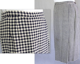 Blue Check Skirt, Vintage Plaid Skirt, Fits Size 6 - 8, Small