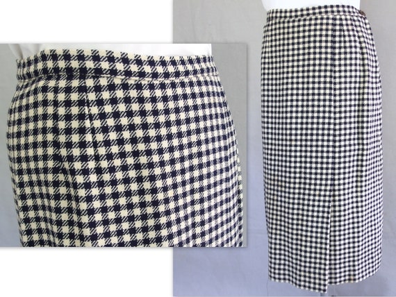 Blue Check Skirt, Vintage Plaid Skirt, Fits Size … - image 1