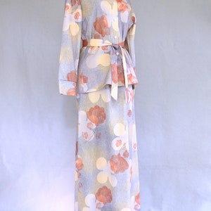 Mod 2 Piece Dress, Vintage 1970's Fall Floral Maxi Outfit, Fits Size 8 ...