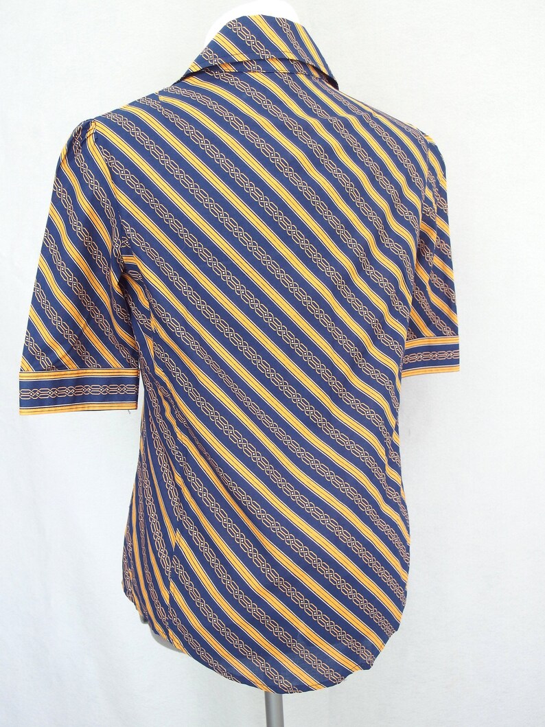 Vintage 60s Blue Geometric UNBRANDED Long Sleeve Shirt Jacket