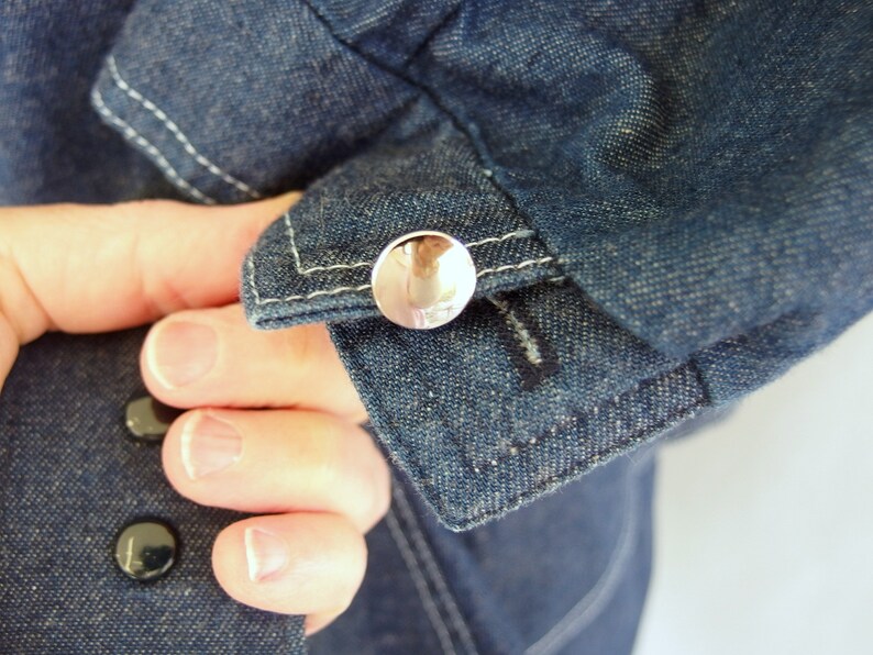Denim Peplum Suit, Vintage 1980's Outfit with Studded Belt, Fits Size 4, Extra Small image 7